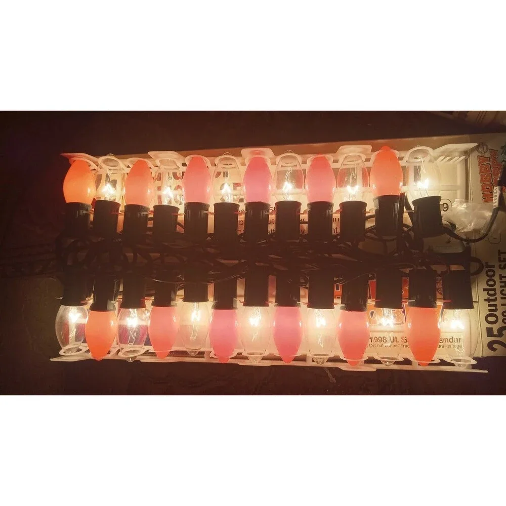Hobby Lobby 25 C9 Red and Clear Indoor Outdoor Light Set